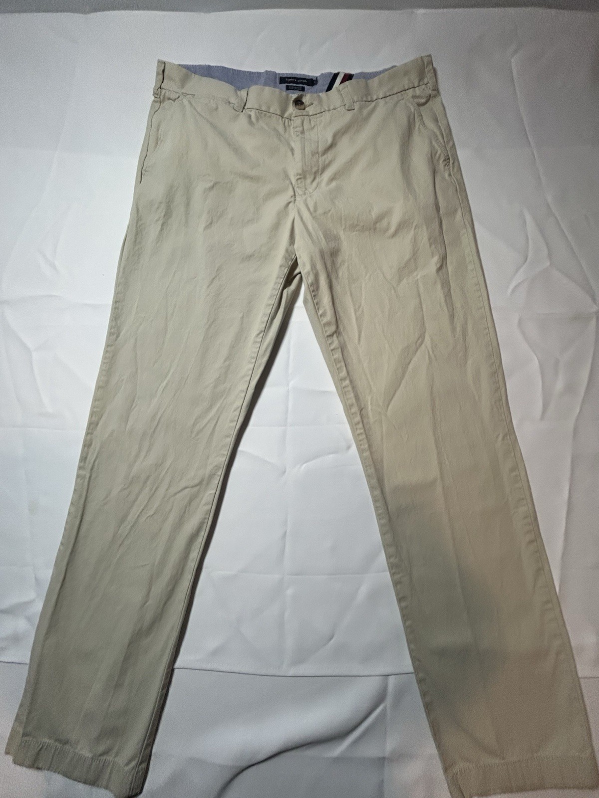 Tommy Hilfiger Men's Custom Fit Chino Pants Cotton Beige Straight Leg