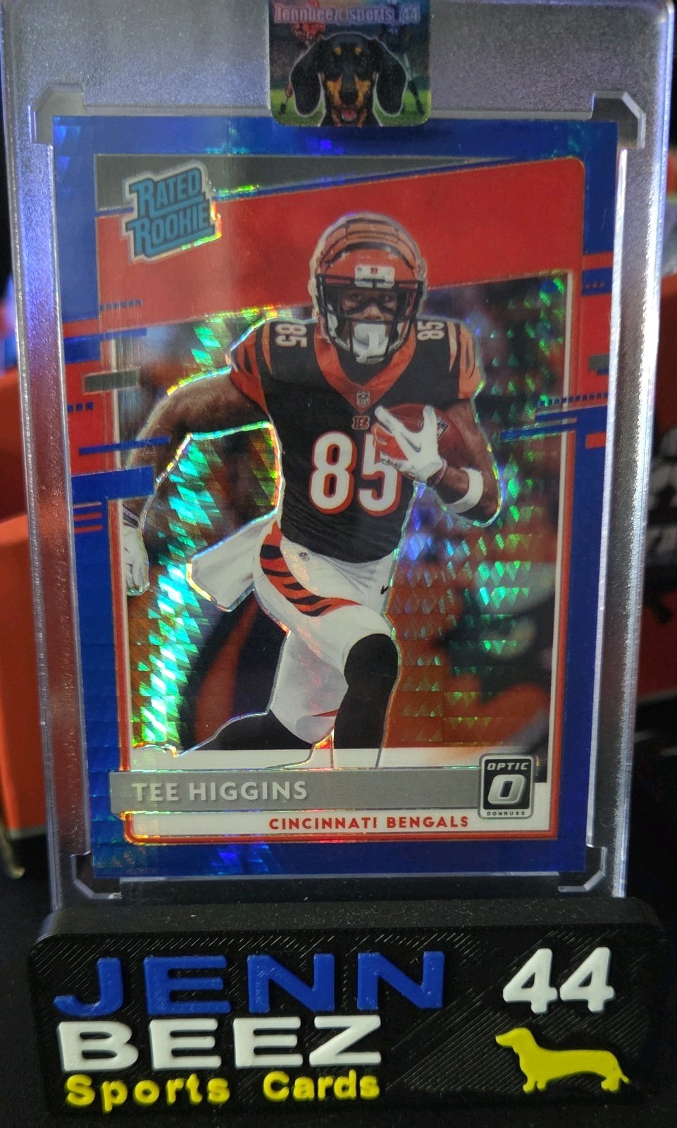 2020 Panini Donruss Optic - Rated Rookies Tee Higgins #160 Blue Hyper Prizm (RC)