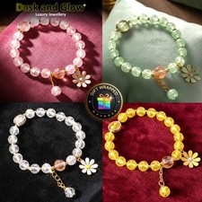 Glass Stone Charm Bracelet Gift Women Ladies Girl Holiday Party Jewellery UK NEW