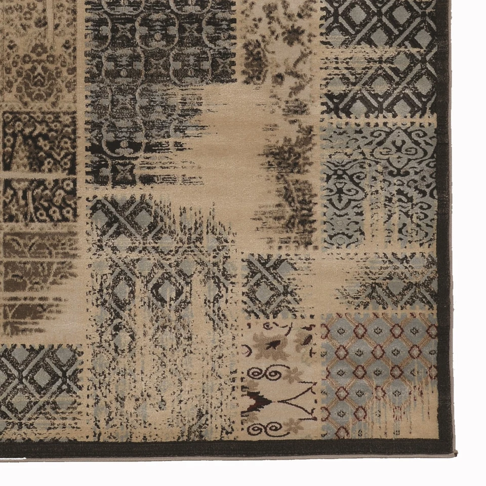 Linon Jewel Patchwork Machine Made Polypropylene 5'x7'6" Rug in Beige - Image 3 of 4