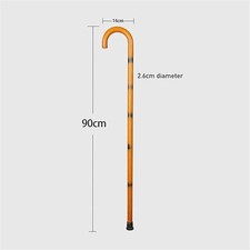 Wood Cane Crook Handle Walking Stick Light Varnish Colour with Black Stripe 90cm