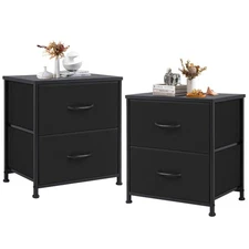 Nightstand Set of 2, Small Dresser with 2 Fabric Drawers Side Bedroom End Tab...