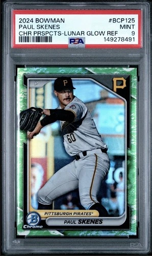 2024 Bowman Chrome Prospects Paul Skenes #BCP-125 Lunar Glow Refractor RC PSA 9