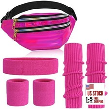 80s Accessories for Women, Leg Warmers 80s Costumes Workout Rose Red, Pink