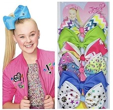 JoJo Siwa Hair Bows Clips 6pcs Set Rainbow Ribbon Handmade Girls Accessories
