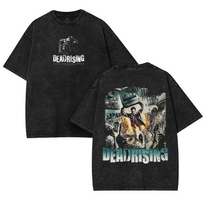 Arcade Anime Dead Rising Hell of a journalist Horror Game Washed Tshirt
