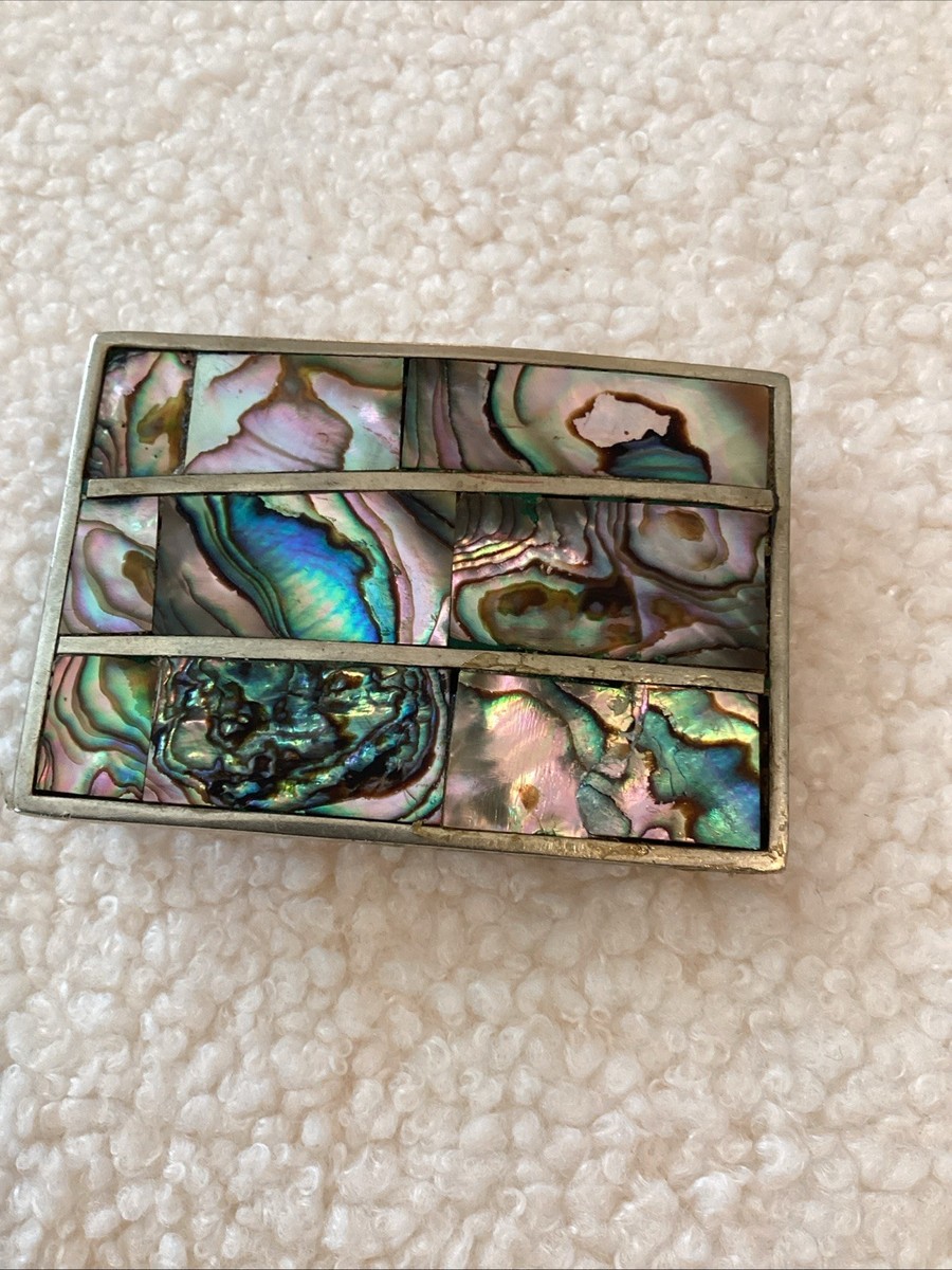 Vintage Alpaca Silver Mexico Abalone Belt Buckle 3 X 2 | eBay display picture 1