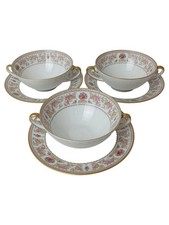 Tirschenreuth Suppentassen 6er Set Vintage Porzellan Weiß Blumen 12cm