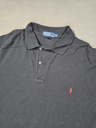 VTG Ralph Lauren Polo Shirt Mens Size LT Large Tall Black Short Sleeve Red Pony - Afbeelding 2 van 10