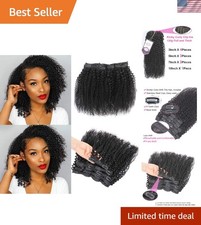 Kinky Curly Clip In Hair Extensions for Black Women Human Hair, 14 inch Curly...