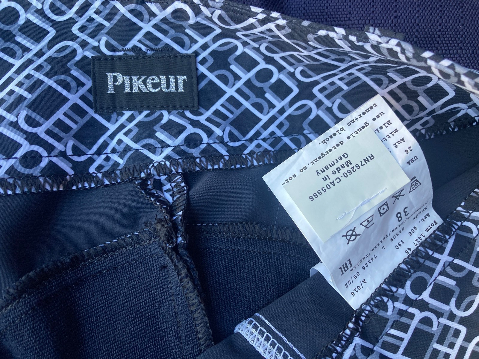 Pikeur Candela Print Size 26 Full Seat Silicone Breeches Blue Grey White Konig
