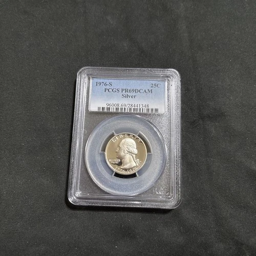 1976 S Proof Silver Washington Quarter PCGS PR69DCAM. NICE Reflective Surfaces!