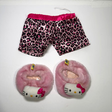 Build A Bear Hello Kitty Plush Pajama Bottoms w/ Hello Kitty Slippers Pink Cute