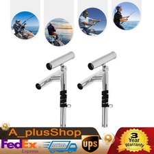 2X Boat Double Angle Fishing Rod Holder Stainless Steel Outrigger Adjustable USA