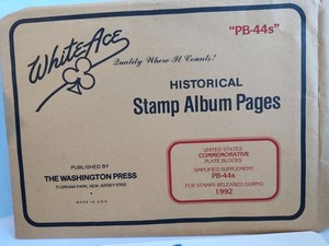 White Ace 1992 Commemorative Plate Blocks Includes Many Stamps Supplement PB-44 