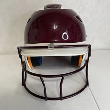 Schutt Baseball/Softball Helmet with Guard Mask. No Chin Strap Maroon And White