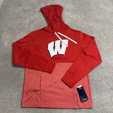Wisconsin Badgers Hoodie Mens Sz M Red Fanatics Hooded Sweatshirt Pullover NWT