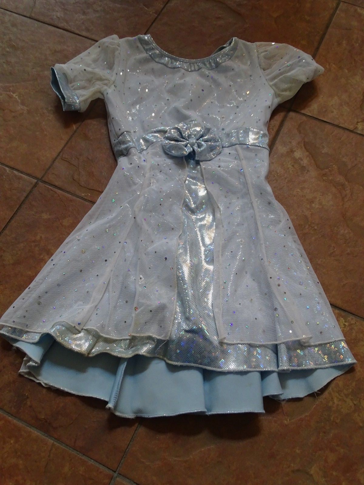 SILVER BLUE WHITE SPARKLY CUSTOM DRESS DANCE COST… - image 1