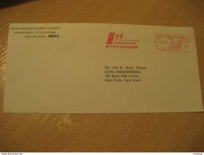 Easton 1965 Alpha Portland Cement Concrete Slipper Mail Cancel Cover USA Geology