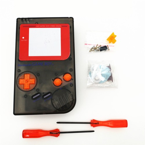 Clear Black Housing Shell Case Orange Buttons For Nintendo Game Boy Classic - Picture 10 of 32