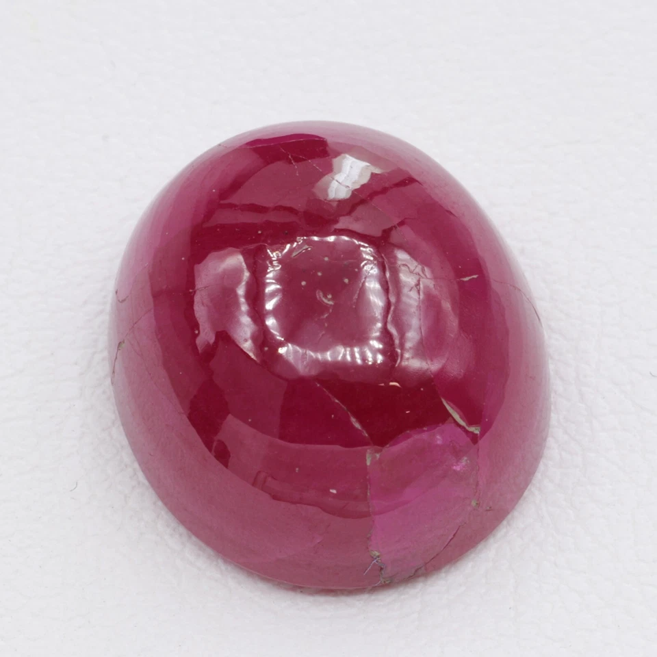 21.82ct Recrystallized Opaque Strong Red Ruby Cabochon 16x14 Lab Grown  - Image 2 of 4
