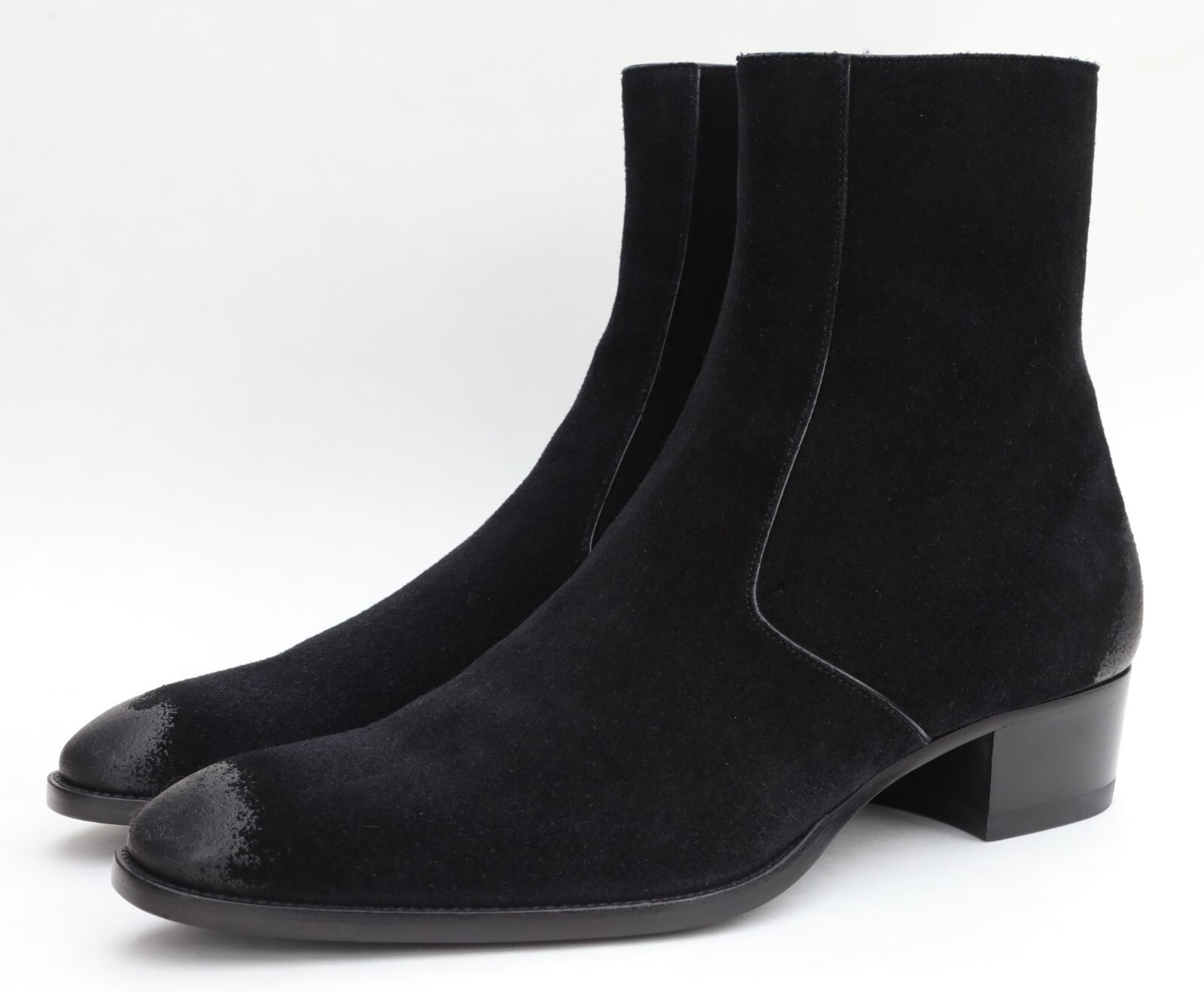 Stivali Yves Saint Laurent Paris ""Wyatt"" cerniera taglia 43 US 10 in pelle scamosciata nera