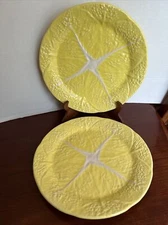 SIGMA TASTE SETTER Majolica 2 Dinner Plates 10" Yellow Cabbage Portugal