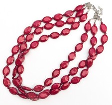 Multistring Red Faceted Acrylic Bead 20-23" Necklace