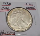 Nice 1936  AU Walking Liberty Half Dollar 90% Silver #1572 Album TONE ON EDGE
