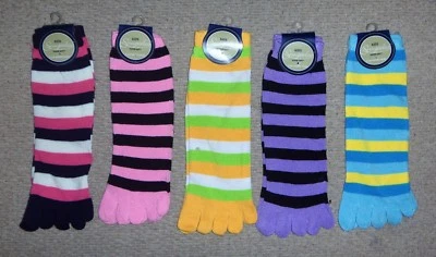 Children's Socks 5 Toe Novelty Striped Socks Snugadoo Super Soft New With Tags