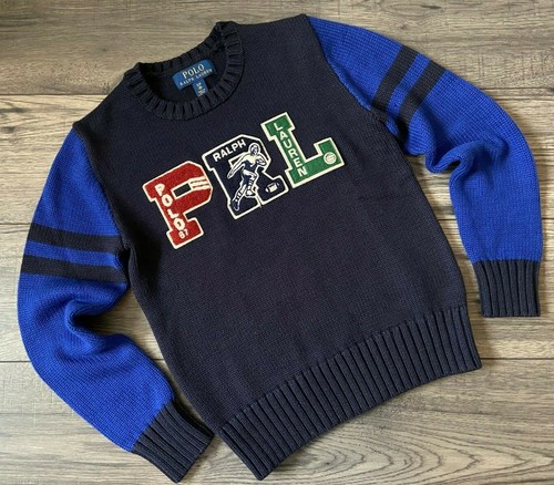 POLO RALPH LAUREN PRL COTTON LETTERMAN BOYS JUMPER 6-7 YEARS BNWT - Afbeelding 1 van 8