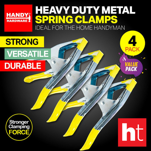 Handy Hardware 4PK Clamp Metal Spring 100mm Metal Jaws With Rubber ...
