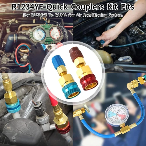 For Car A/C R1234YF To R134A Adapter Kit Quick Couplers Hi/Lo Side Conversion - Picture 17 of 17