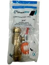 Shark-Bite 24736LF 3/4" x 3/4" Slip Push-to-Connect Brass Ball Valve, Lever Op.
