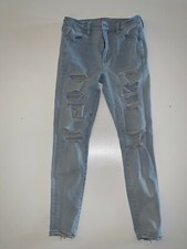 American Eagle Next Level Stretch Super Hi-Rise Jegging Crop Destroyed Jean Sz 4