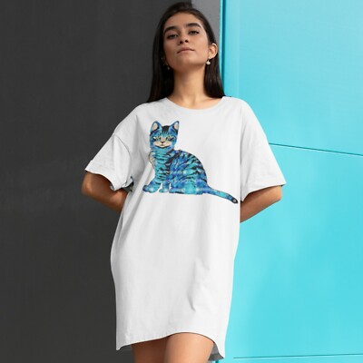 65 MCMLXV Women's ABBA Inspired Blue Bejeweled Disco Cat