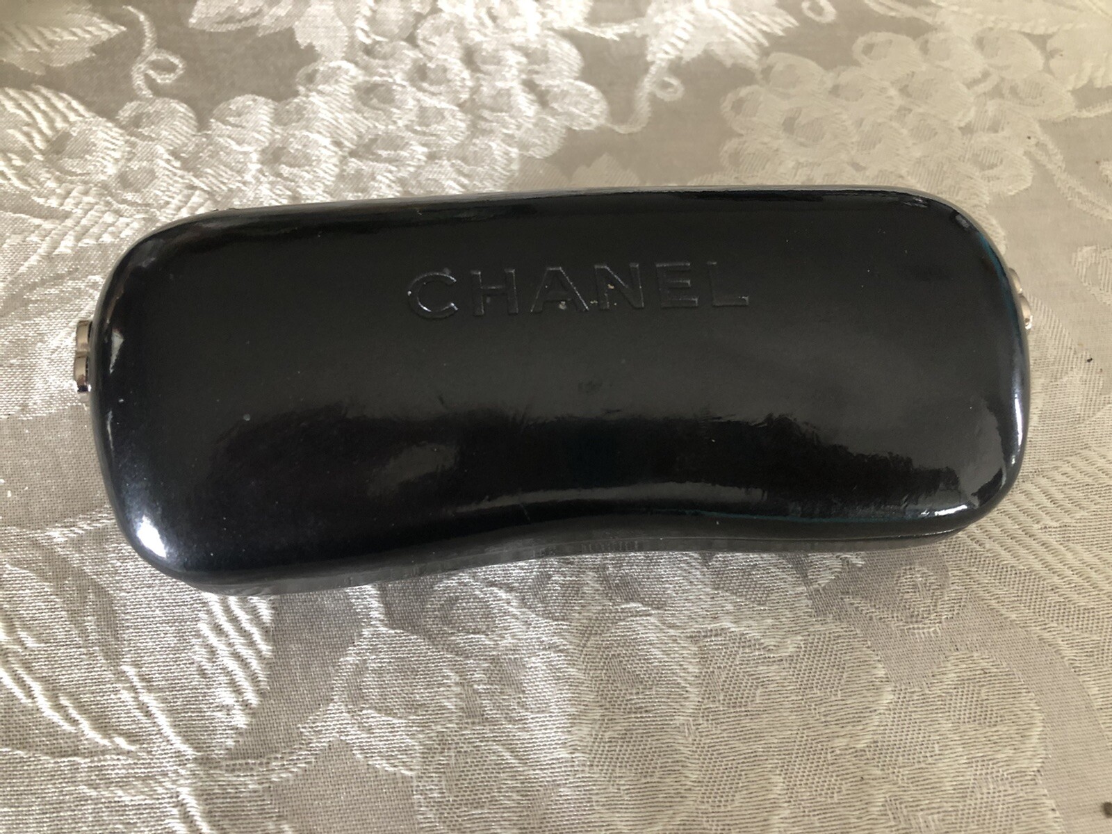 Chanel Black Glasses Eyeglass Case Hard Clamshell With Magnolia Flower Logo.  | eBay