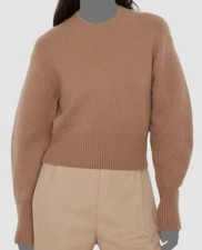  445 Vince. Women's Brown Wide Wool Cashmere Ribbed Crew Neck Sweater Size XL