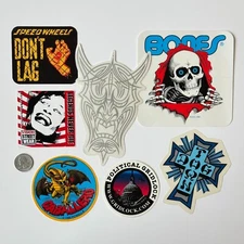 VINTAGE Skate Sticker Lot x7 Santa Cruz Skateboards Dogtown Powell Peralta Bones