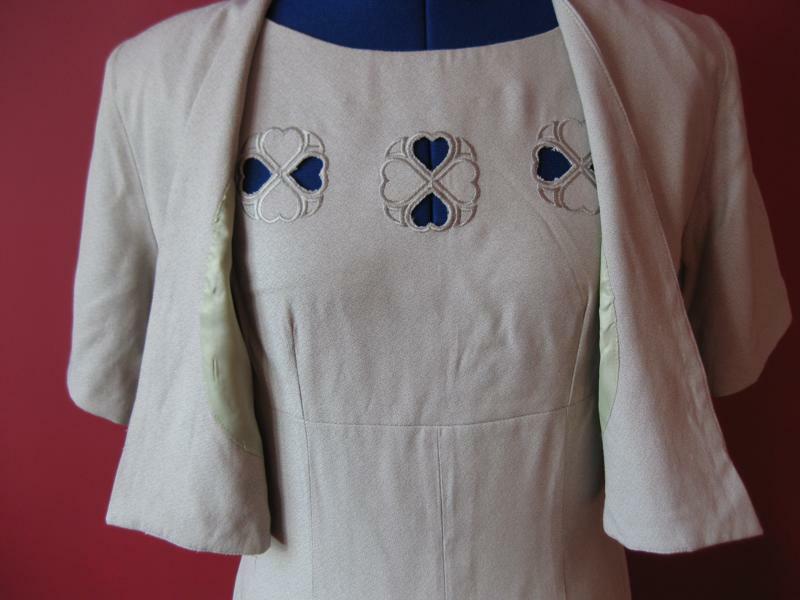 Vestido y chaqueta conjunto IVAN MODA T 40 mujer con bordado y abertura - 092