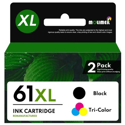 2-Pack HP 61 Ink Cartridges (1 Black, 1 Tri-Color) Compatible with Envy 4501
