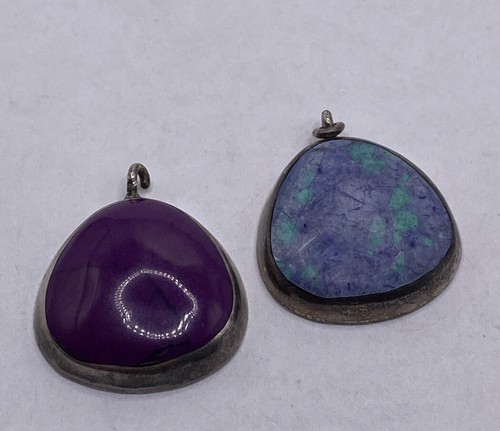 VINTAGE HANDWERKLICHER ANHÄNGER STERLINGSILBER LILA TÜRKIS UND LAPIS 2
