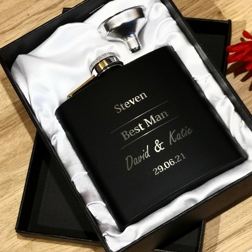 Flachmann Hochzeit Gastgeschenk personalisiert Geschenk Platzanweiser Bräutigam Trauzeuge Flachmann - Bild 4 von 6