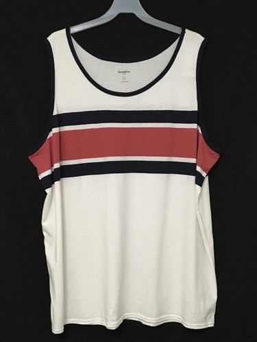 Goodfellow & Co Men's 4XL Tall Off-White Stripe Trim Tank Top Sleeveless Shirt