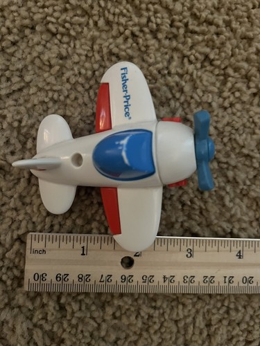 1992 Fisher Price Toy Airplane Blue Red White 3.25" Movable Propeller/Wheels - Picture 11 of 13