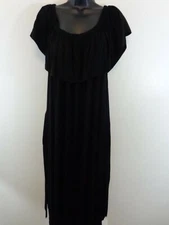 Davi & Dani Dress Women's 1XL Black with Ruffle Fit & Flare Sleeveless