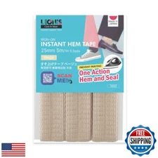 LEONIS Iron-on Instant Hem Tape 25mm x 5m (1 inch x 5.5yd) Beige [ 78022 ]