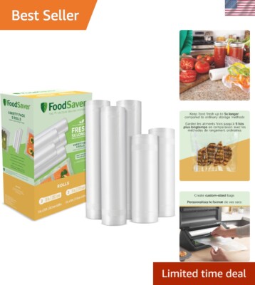 Custom Length Vacuum Sealer Bags Multipack - 5 Rolls for Extended Food Freshness