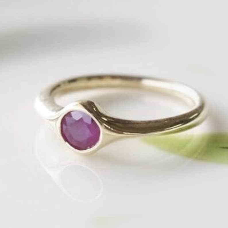 Natural Ruby Gemstone Handmade Women Promise Ring 10k Solid Gold Ring ...