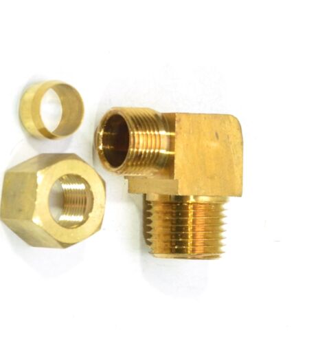 1/2" Tube OD Compression x 1/2" Male Npt Elbow Fitting Adapter Gas Water HVAC - Picture 3 of 6